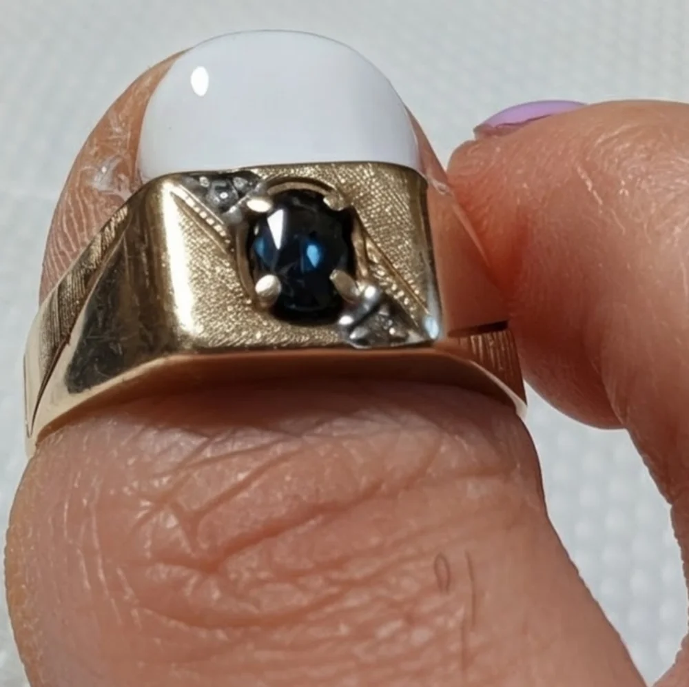 Vtg 1912 Weinmann Brothers 10k sapphire solid Gold ring diamond accents  3.7g